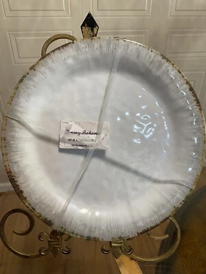 TOMMY BAHAMA Blanco Acuarela Borde Marrón MELAMINA PLATOS Juego de 6 NUEVO Foto 1 de 4