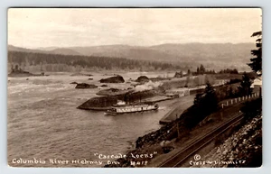 Postal Oregon RPPC Cascade Locks Columbia River Highway c1910-1930 sin publicar - Imagen 1 de 2