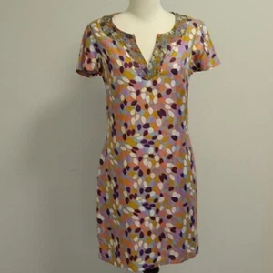 Boden Womans Size 4 Silk Leaf Patterned Beaded Collar Dress 1950's EUC - Picture 1 of 10