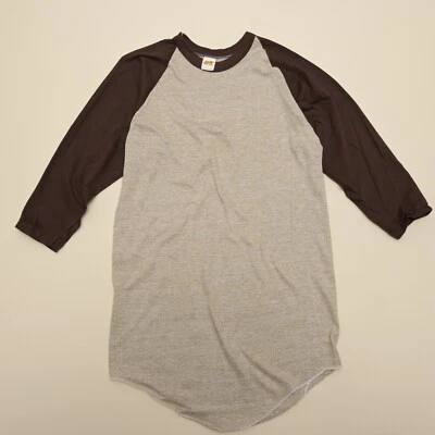 VINTAGE Russell Athletic NOS 70s Heather Brown Blank Baseball Tee Size L - Image 1 of 4