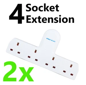 2x Presa Prolunga 4 Bande Multi Spina (Senza Cavo) 4 Vie 13A Adattatore Alimentazione Rete - Foto 1 di 3