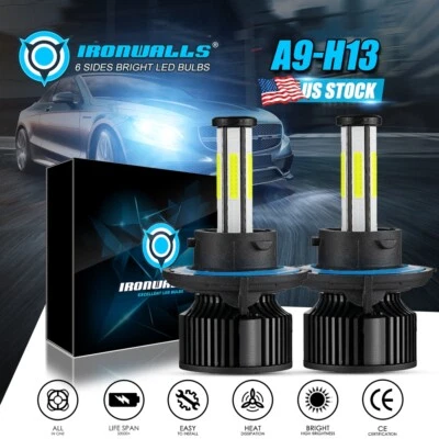 6 Sides H13 9008 LED Headlight Bulbs Car & Truck High&Low Beam Kit 6000K White - Image 1 of 4