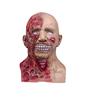 Zombie Halloween Prop Latex Horror Full Head Mask Cosplay Scary Walker Mask Prop - Picture 1 of 10