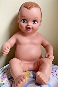 Vintage 2003 Lauer Water Babies Baby Doll Brown Hair Blue Eyes 12” Soft Silicone