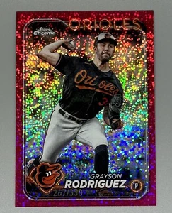 2024 Topps Chrome Pink Speckle rifrattore #268 GRAYSON RODRIGUEZ #/350 Orioles - Foto 1 di 2