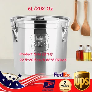 Airtight Rice Bucket 6L 304 Stainless Steel Canister Food Storage Container NEW - Picture 1 of 14