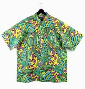 NOS 90s Royal Class vintage patterned shirt crazy colorful multicolor L XL men's - Picture 1 of 9