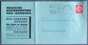 ALEMANIA 1937 ZEPPELIN Pic Eslogan PostMark on Cover NUEVO ISENBURG to Bad Wildungen - Imagen 1 de 2