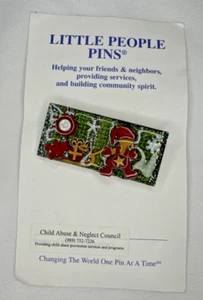 Vintage Lucinda Little People Pin Christmas Brooch Sled Snowflakes Original Card - Picture 1 of 7
