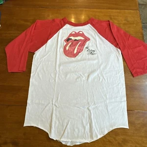 Vntg 1978 Rolling Stones Concert Shirt Red Raglan Raindrop Productions Inc. XL - Picture 1 of 14