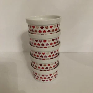Porcelain 4 oz. Ramekin Bowls (5) Unbranded EUC Valentines Heart Dessert Dinner - Picture 1 of 10