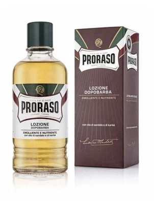 Loção pós-barba vermelha PRORASO, manteiga de sândalo e karité, tamanho barbeiro 400ml - Imagem 1 de 2