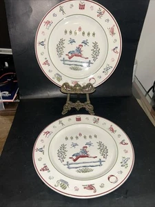 Set of 2 Johnson Bros 12 DAYS OF CHRISTMAS Salad Plates 8.75” - Picture 1 of 5