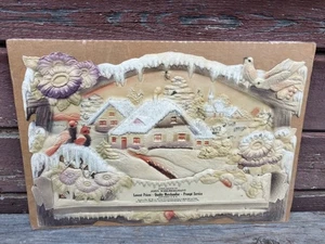 VINTAGE GESTANZTER WEIHNACHTSKALENDER AUFLEGER KARTON WINTER MUSTER WANDTASCHE - Bild 1 von 3