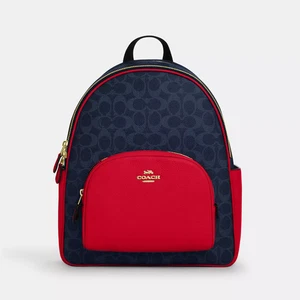 Mochila de corte COACH CZ176 en lona y cuero denim exclusivo/rojo audaz *SELLADA* - Imagen 1 de 9