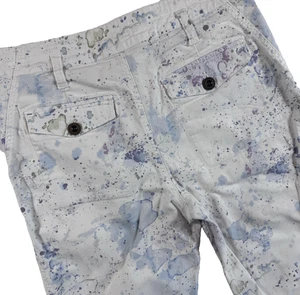 Anthropologie Wanderer Cargo Pants Watercolor Paint Splatter Women's 29 White - Picture 1 of 9