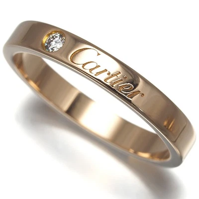 Auténtico Anillo Cartier Diamante C de Cartier Alianza de Boda 1P EU56 18K 750 Oro Rosa  Foto 1 de 4