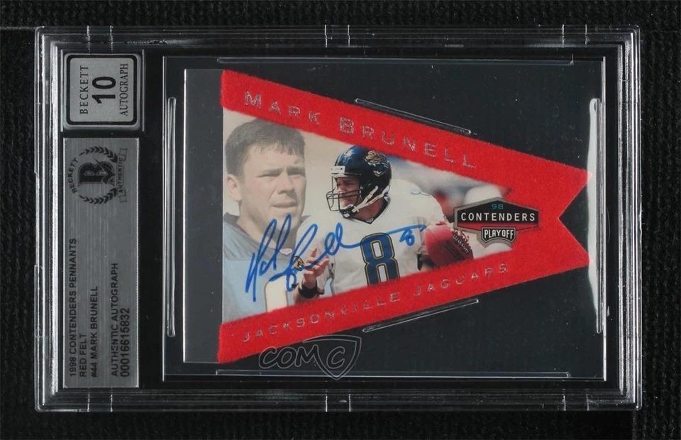 BAS 1998 Playoff Contenders Pennants Red Mark Brunell #44 BGS Authentic Auto - Image 1 of 2