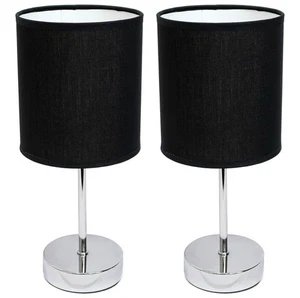 Simple Designs Set Of 2 Traditional Candelabra Base Lamp With Black Shades - Picture 1 of 7