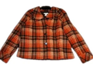 Veste à carreaux courte vintage Pendleton femme 1 x laine mélangée rouge marron - neuve avec étiquette 248 $ - Photo 1/4