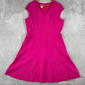 Vestido Anne Klein Rosa Carrera Cuello en V Sin Mangas Ajuste y Acampanado para Mujer 16 - Imagen 1 de 10