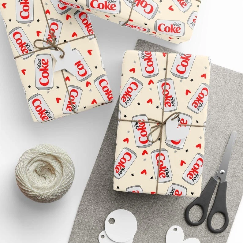 Fun and Quirky Classic Diet Coke Soda Can Christmas Gift Wrapping Paper SO320 - Image 1 of 4