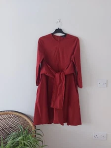 Cos Damen Größe 8 Orange Rost Kleid Knielang Bindegürtel Lagenlook Eur 36 - Bild 1 von 10