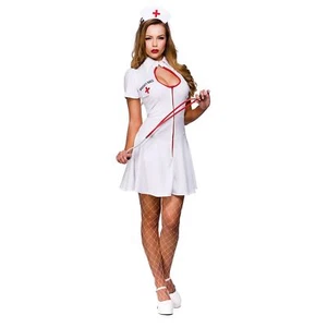 Adults Womens Sexy Naughty Nurse Hospital Halloween Fancy Dress Costume New - Picture 1 of 1