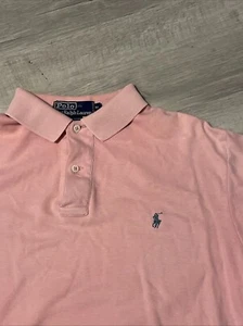 VINTAGE Polo Ralph Lauren Shirt Adult Medium Pink 100% Cotton Golf Pony - Picture 1 of 6