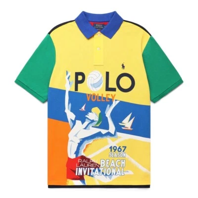 Camisa Polo Ralph Lauren Calce Clásico L Playa Voleibol Póster Gráfico Nueva con Etiquetas $198 Foto 1 de 4