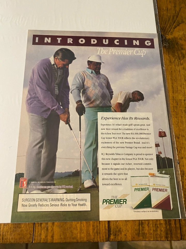 Vintage 1988 Premier Cigarettes Golfing Theme ad - Image 1 of 1