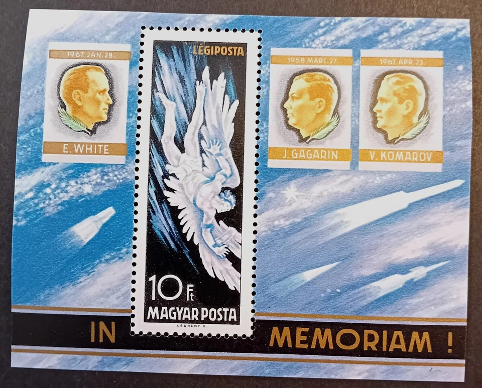 Hungary 1968, In Memory of Space Heroes, SC#C275, Souvenir Sheet, MNH - Image 1 of 2