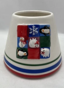 Holiday Time Jar Candle Ceramic Cover Christmas Shade Topper Snowman - Picture 1 of 6