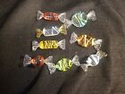 Vintage Murano Style Candy Pieces Hand Blown Art Glass Wrapped Lot Of 8