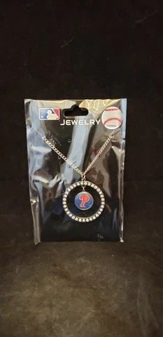 PHILADELPHIA PHILLIES MLB 18 INCH RHINESTONE HOOP NECKLACE NEW Cover