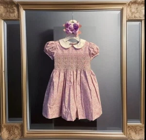 Girls NWT Simi by Vive La Fete Smocked Dress Long Free Bow 24 Months - Picture 1 of 13