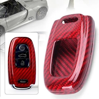 Red Carbon Fiber Remote Key Case Fob Shell For Audi A5 Q5 Q7 R8 S3 S4 S7 S8 - Image 1 of 4