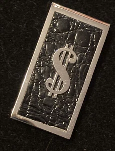 Vintage Swank Dollar Sign Money Clip Leather Insert Men Wallet ID - Picture 1 of 9
