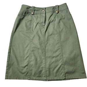 Appleseeds Petites Midi Skirt Size 8P Green A-Line Unlined Pockets - Picture 1 of 4