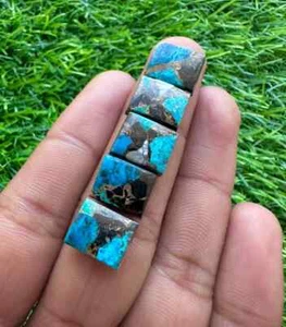 Cabujón rectangular blanco búfalo cobre turquesa 10x14 mm 5 piezas piedras preciosas sueltas - Imagen 1 de 4