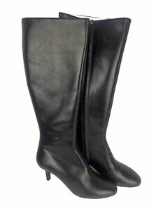 Burberry Womens Knee High Leather Kitten Heel Black Boots Size 4
