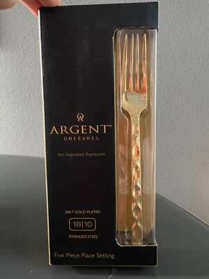 NIB Hampton Forge Argent Orfevres Epigram Gold 5-Piece Place Setting SRP $150 — 第 1/4 张图片