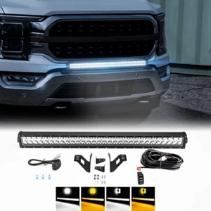 Amber White 32'' Strobe LED Light Bar Bumper Mounting Kit For 21-22 23 Ford F150 - Picture 1 of 8