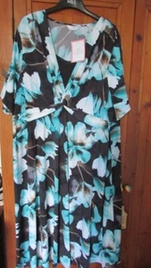 Julipa pretty green and blue floral design dress size 28 new with tags - Picture 1 of 4