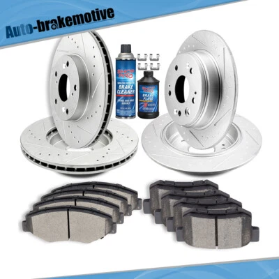 FRONT & REAR DRILLED & SLOTTED ROTORS + BRAKE PADS FOR 2002 2003 2004 HONDA CR-V Foto 1 de 4