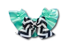 Aqua and black chevron Garter, handmade satin garter, robin's egg blue - Picture 1 of 1