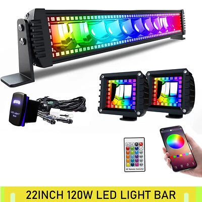 22" inch LED LIGHT BAR  For Off-road ATV Driving RGB Strobe Light Remote - Image 1 of 4
