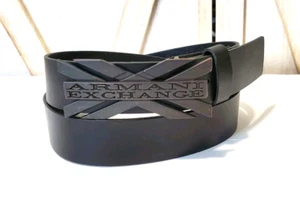 ARMANI EXCHANGE BLK Logo Buckle Men's LEATHER Belt size 38 - Picture 1 of 5