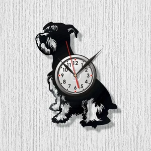 Schnauzer Vinyl Wall Clock Dog Pet Puppy Animals Record Clock Decor Gift Cats - Picture 1 of 1