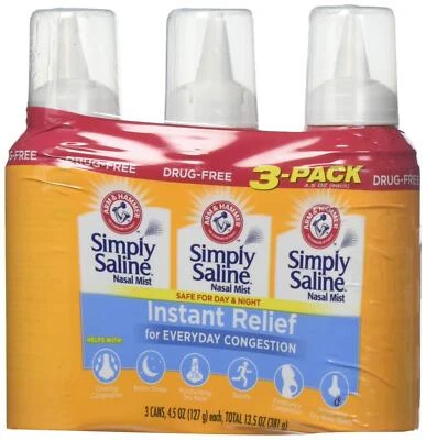 Arm & Hammer Simply Saline Nasal Relief Mist Spray- Giant Size - 4.5 Ounce (Pack - Image 1 of 2